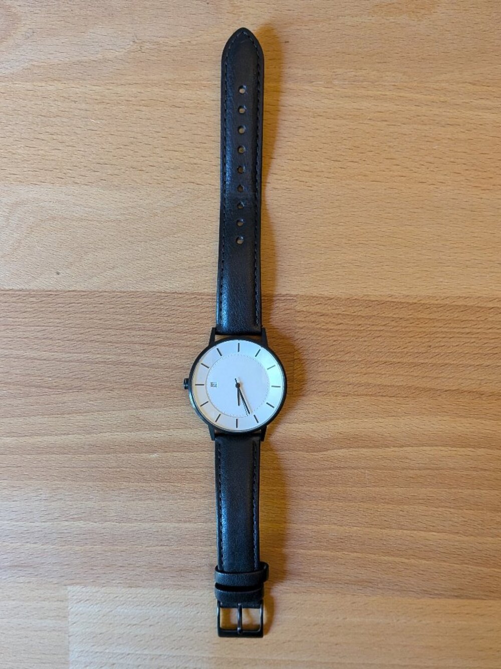 Linjer black leather watch (needs battery replacement)